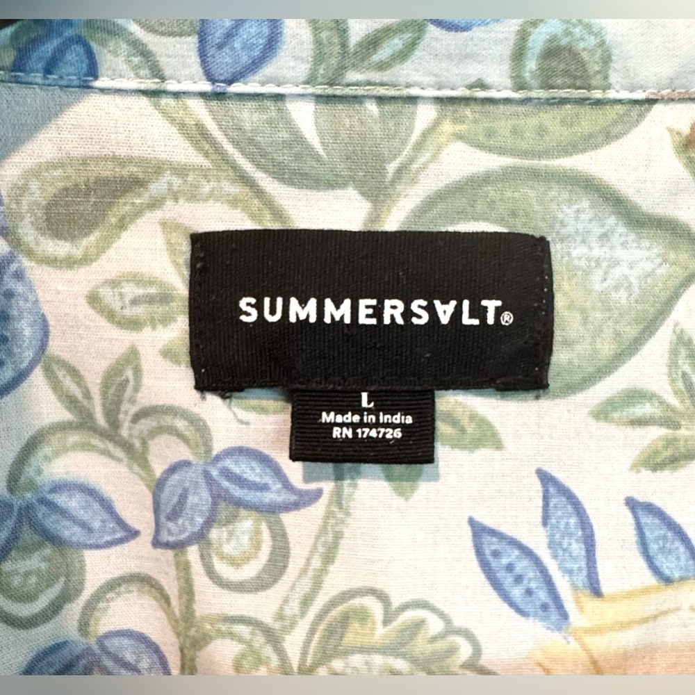 Summersalt Poolside Poplin Button-Down Shirt In Secret Garden Women’s Sz L Top - Picture 6 of 15